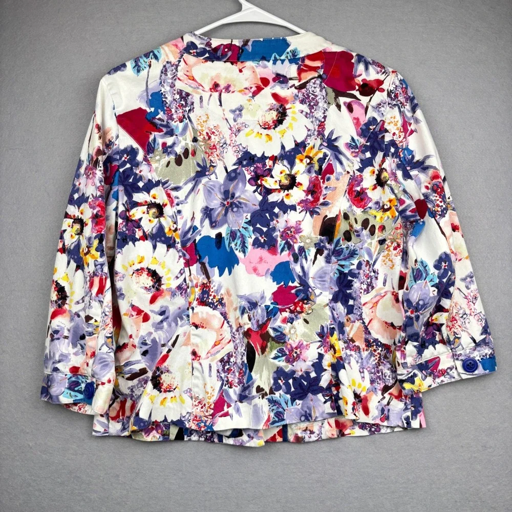 Coldwater Creek Jacket Womens 10 Floral Button Front Art to Wear Boho
